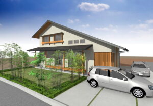 陽の栖小林建設が群馬県伊勢崎市に建てた新築注文住宅の外観パース