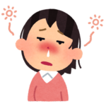 花粉症の女性が鼻が詰まってボーッとしているイラスト