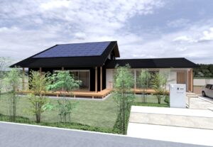 陽の栖小林建設が主催する埼玉県鴻巣市に建てた二世帯住宅の完成見学会の外観パース