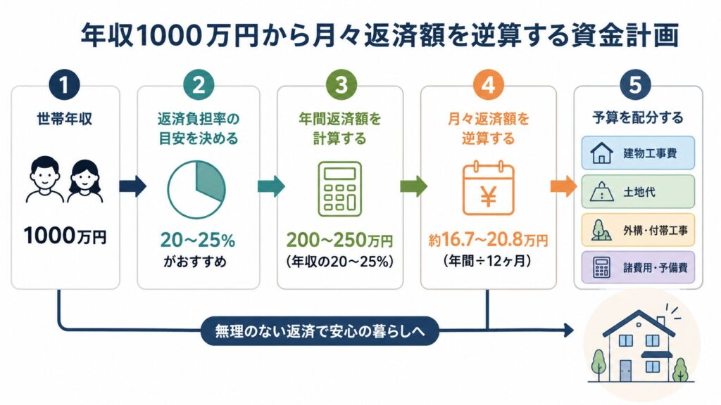 年収1000万円から月々返済額を逆算する資金計画