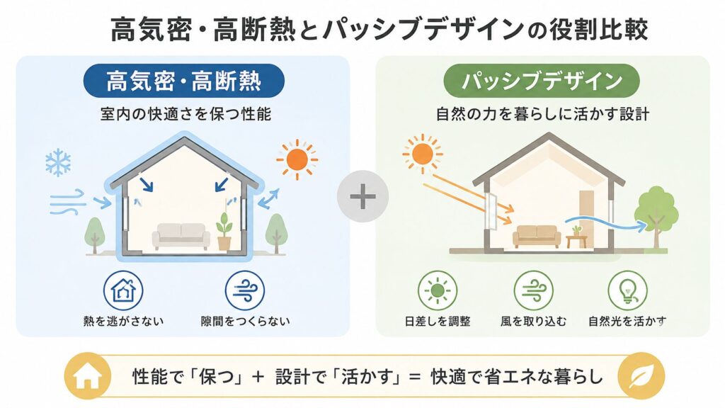 高気密・高断熱とパッシブデザインの役割比較