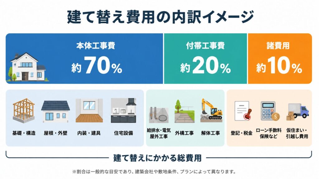 建て替え費用の内訳イメージ