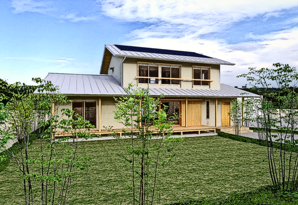 陽の栖小林建設が埼玉県川越市に建てた新築注文住宅の完成見学会の外観パース