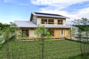 陽の栖小林建設が埼玉県川越市に建てた新築注文住宅の完成見学会の外観パース