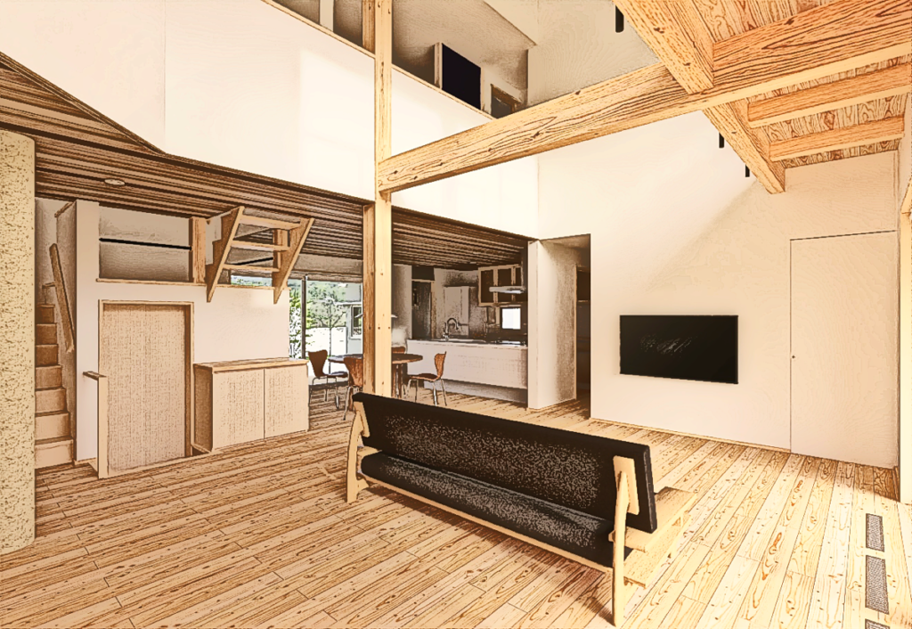 陽の栖小林建設が埼玉県川越市に建てた新築注文住宅の完成見学会の内観パース