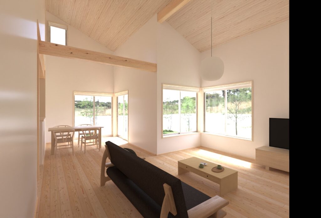 陽の栖小林建設が埼玉県深谷市に建てた新築注文住宅で開催する完成見学会の内観パース➁