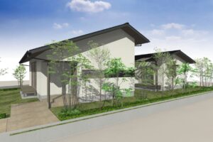 群馬県高崎市で自然素材を使った木の家を建てるなら陽の栖・小林建設｜外観パース