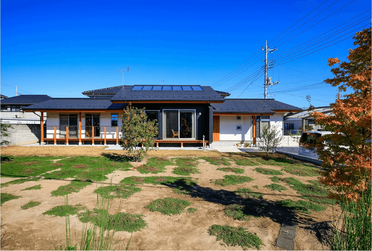 土地の形を活かしたくの字のおしゃれな平屋