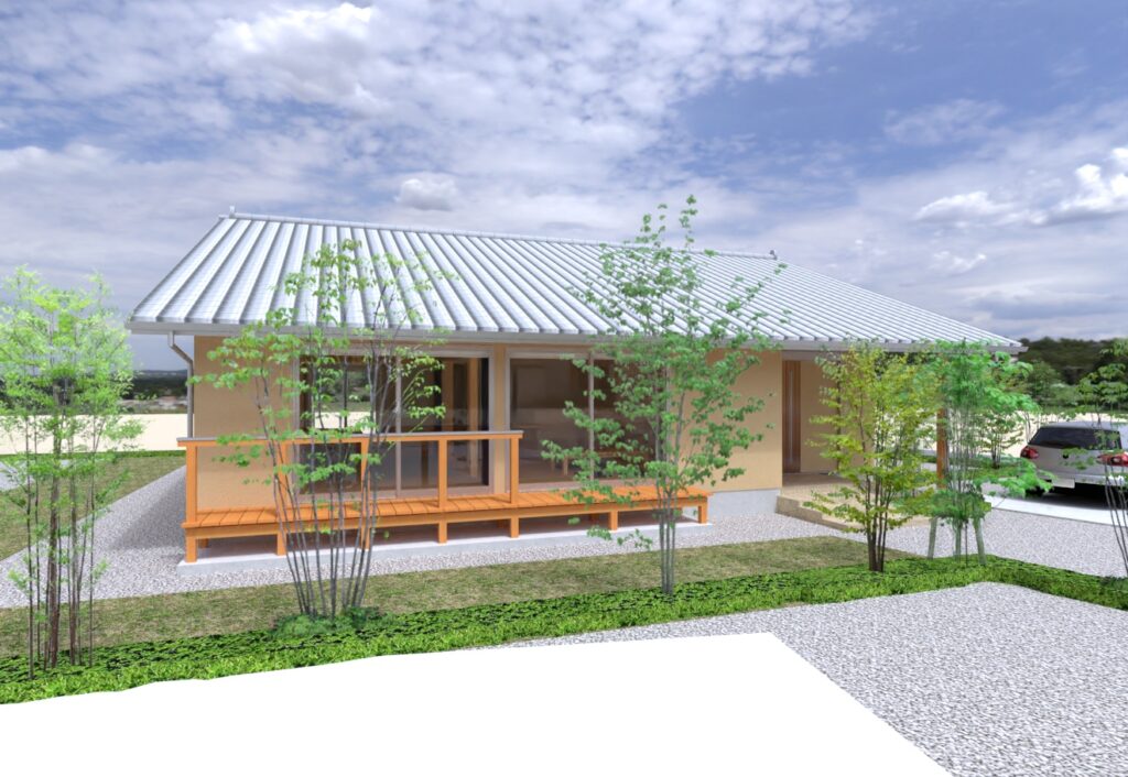 陽の栖小林建設が群馬県高崎市に建てた新築注文住宅の完成見学会を行うお家の外観パース