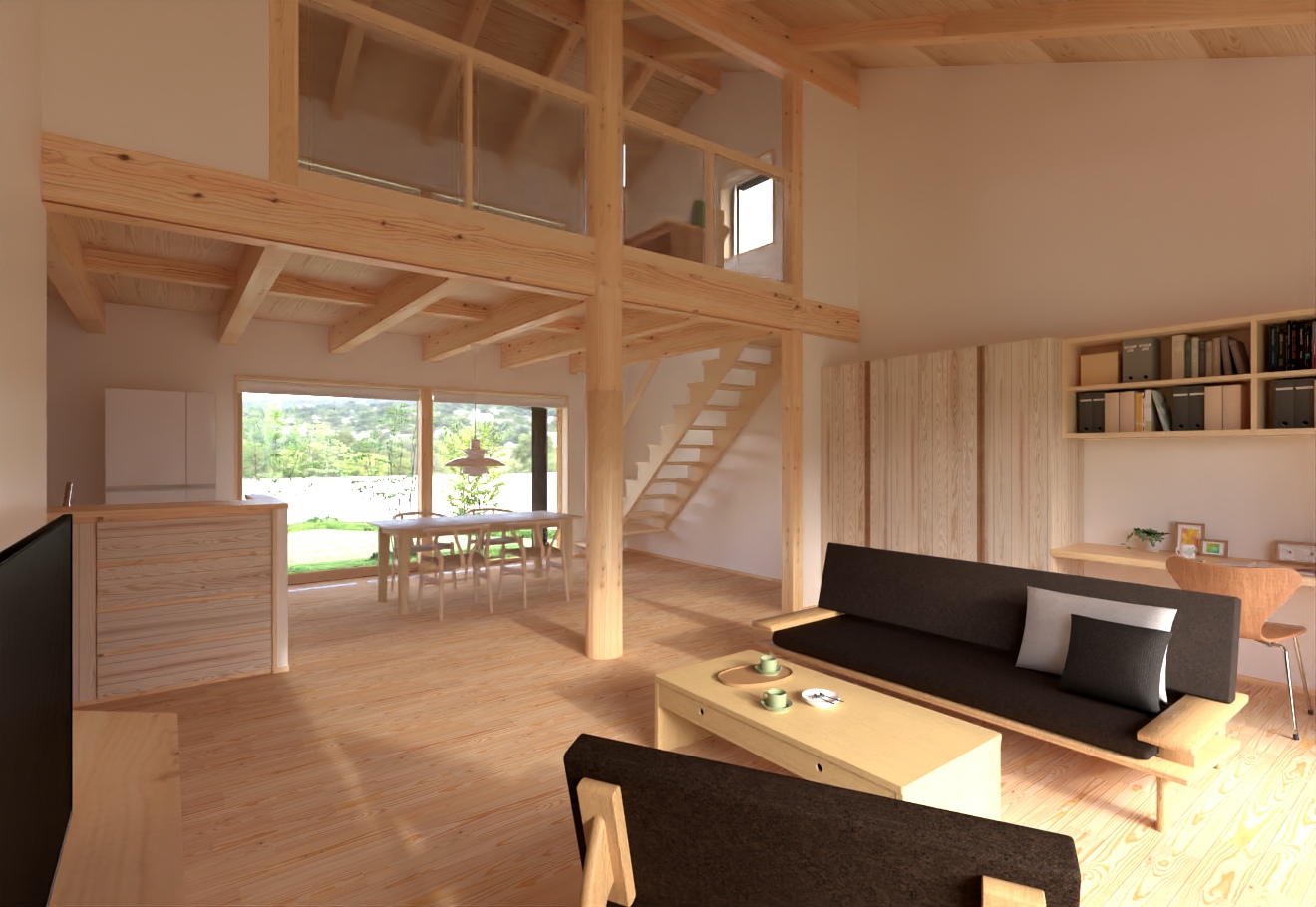 陽の栖小林建設が埼玉県本庄市に建てる新築注文住宅の内観パース