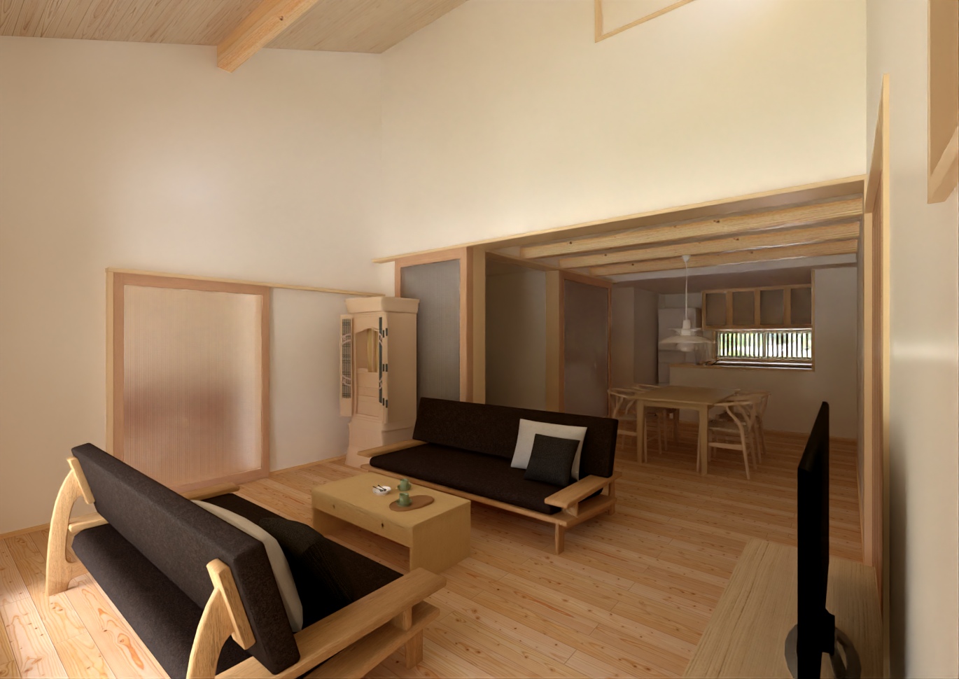 陽の栖小林建設が群馬県高崎市に建てる新築注文住宅の内観パース