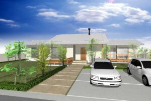 陽の栖小林建設が群馬県伊勢崎市に建てた新築注文住宅の完成見学会の外観パース