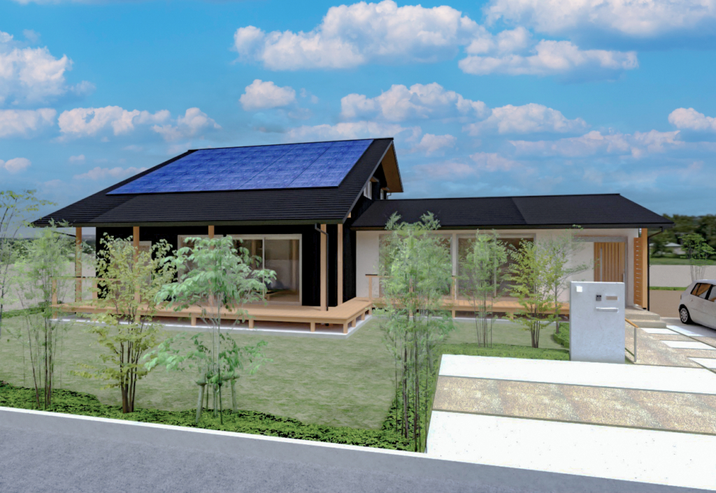 陽の栖小林建設が埼玉県鴻巣市に建てた新築注文住宅の完成見学会の外観パース
