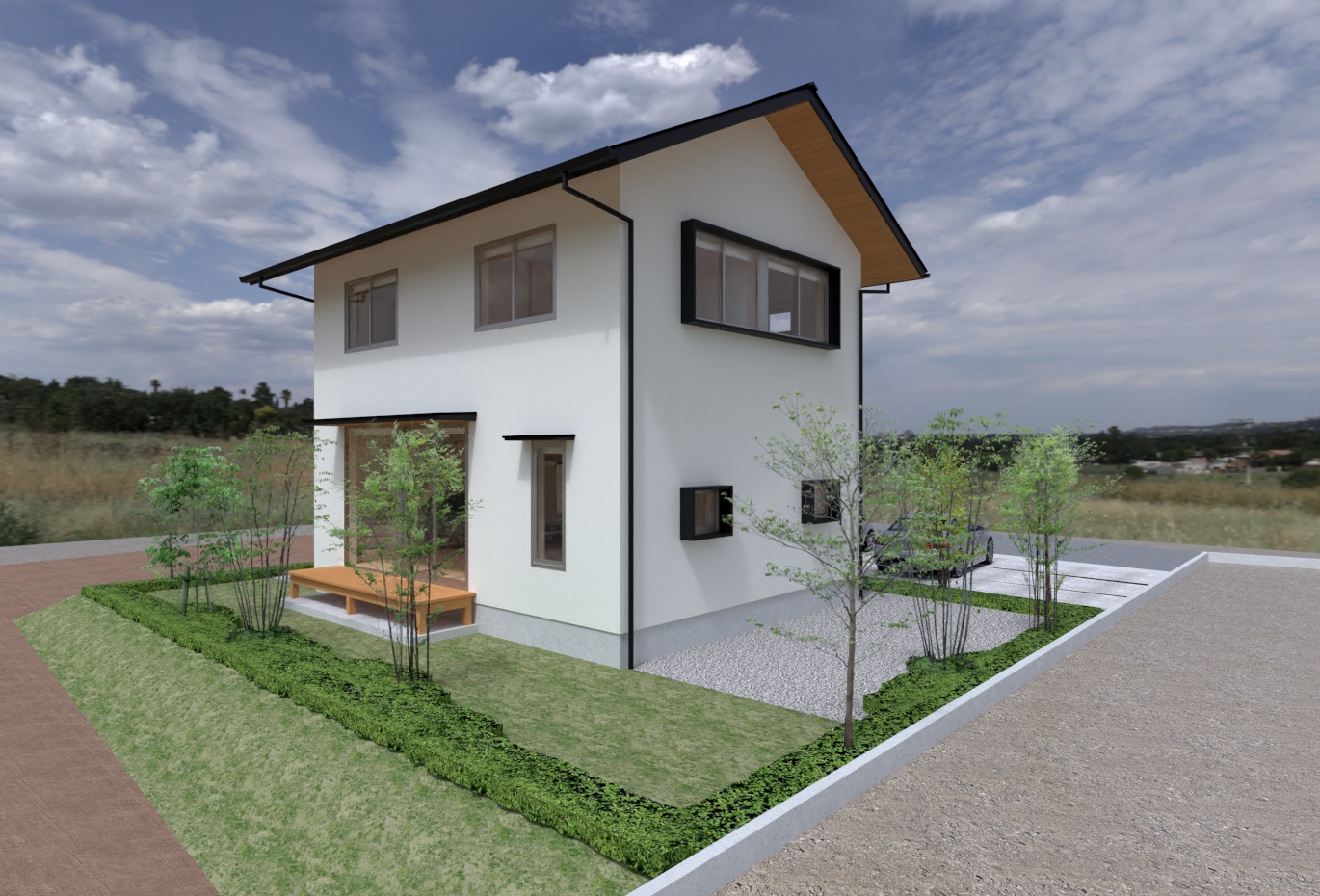 陽の栖小林建設が埼玉県ときがわ町に建てる新築注文住宅の外観パース