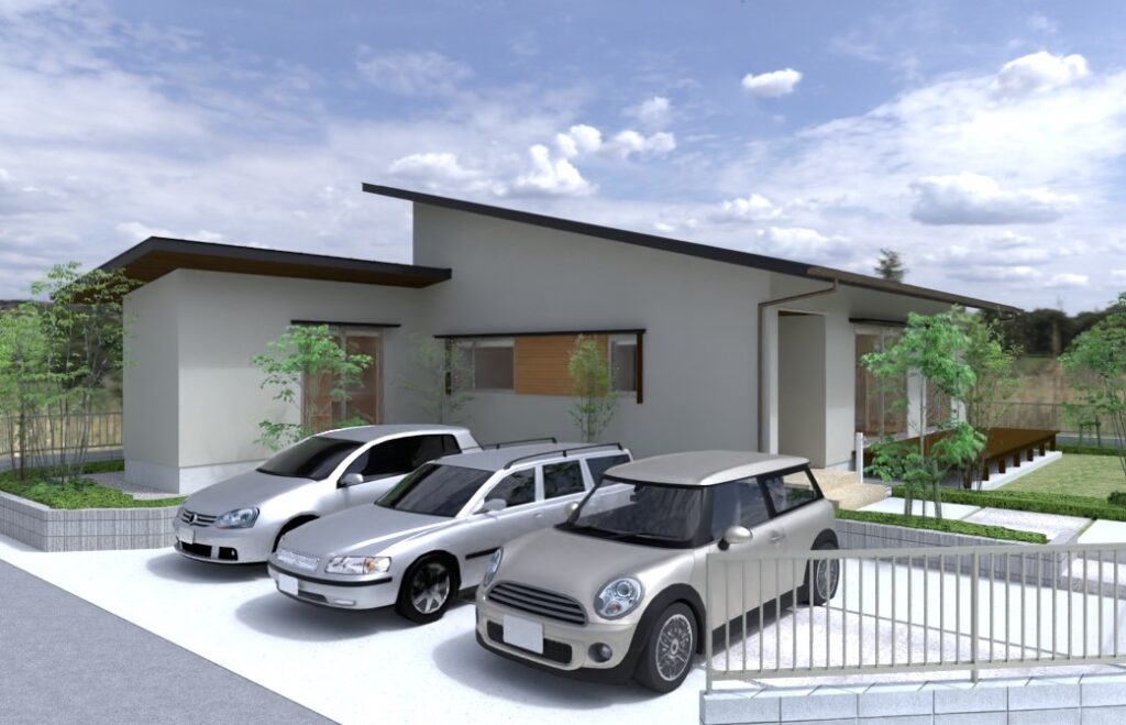陽の栖小林建設が埼玉県本庄市に建てた新築注文住宅の完成見学会の外観パース