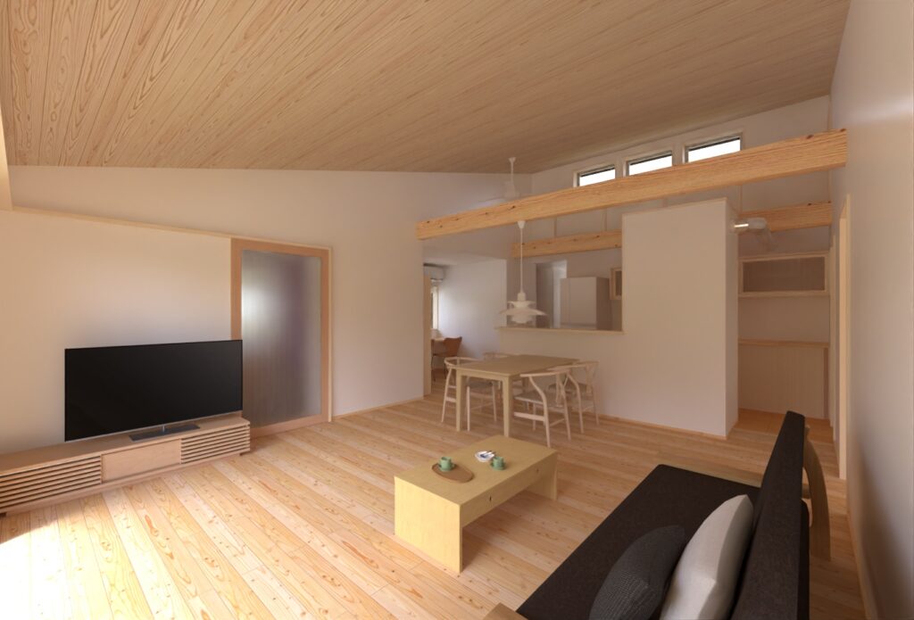 陽の栖小林建設が埼玉県本庄市に建てた新築注文住宅の完成見学会の内観パース