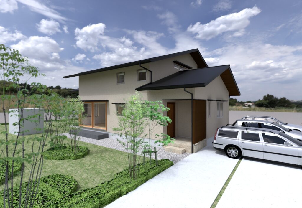 陽の栖小林建設が埼玉県秩父市に建てた新築注文住宅の完成見学会の外観パース