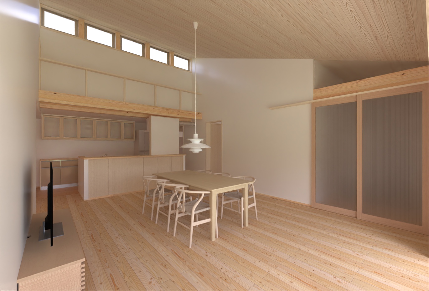 陽の栖小林建設が群馬県下仁田町に建てる新築注文住宅の内観パース
