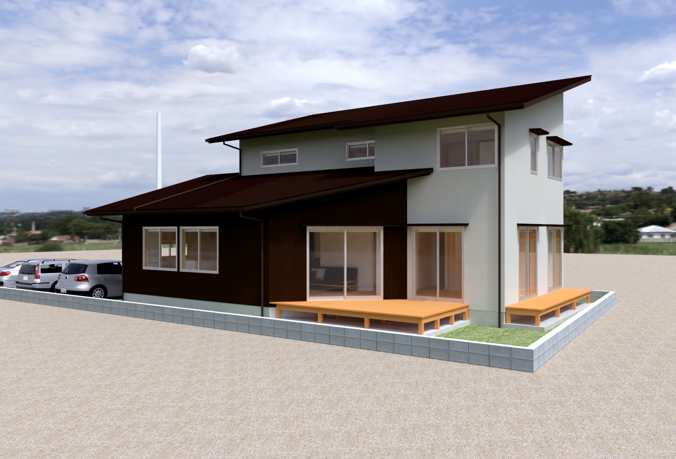 陽の栖小林建設が埼玉県鴻巣市に建てる新築注文住宅の外観パース