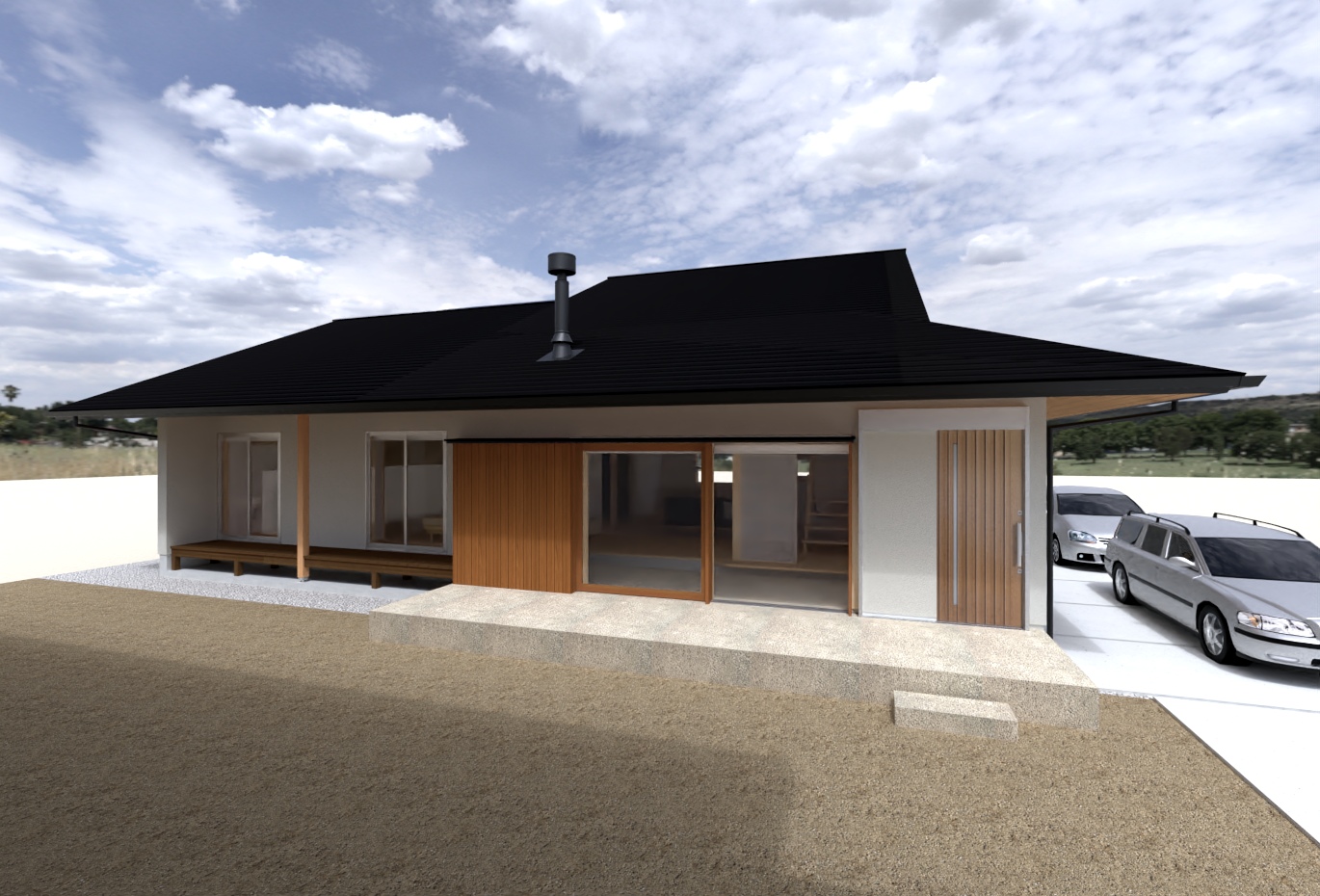 陽の栖小林建設が群馬県高崎市吉井町に建てる新築注文住宅の外観パース