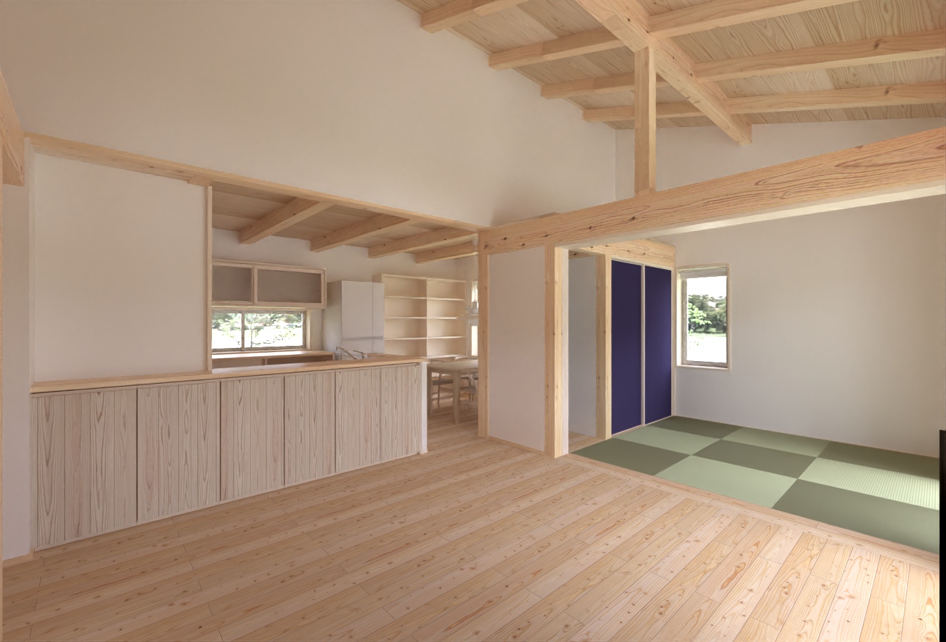 陽の栖小林建設が埼玉県児玉郡美里町に建てる新築注文住宅の内観パース