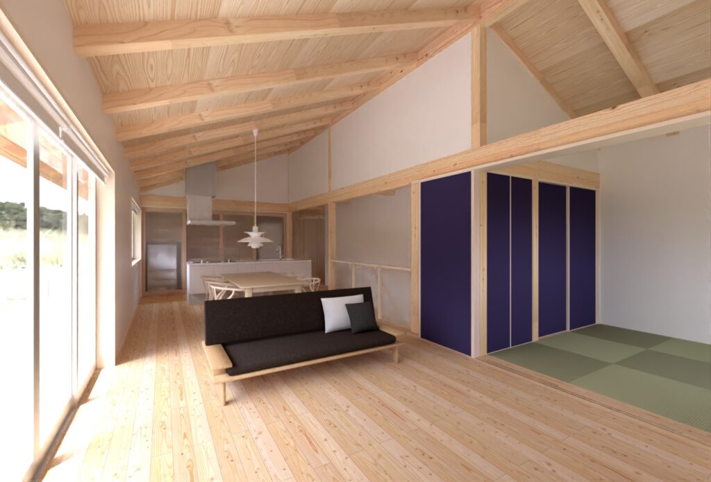 陽の栖小林建設が群馬県伊勢崎市に建てた新築注文住宅の内観パース
