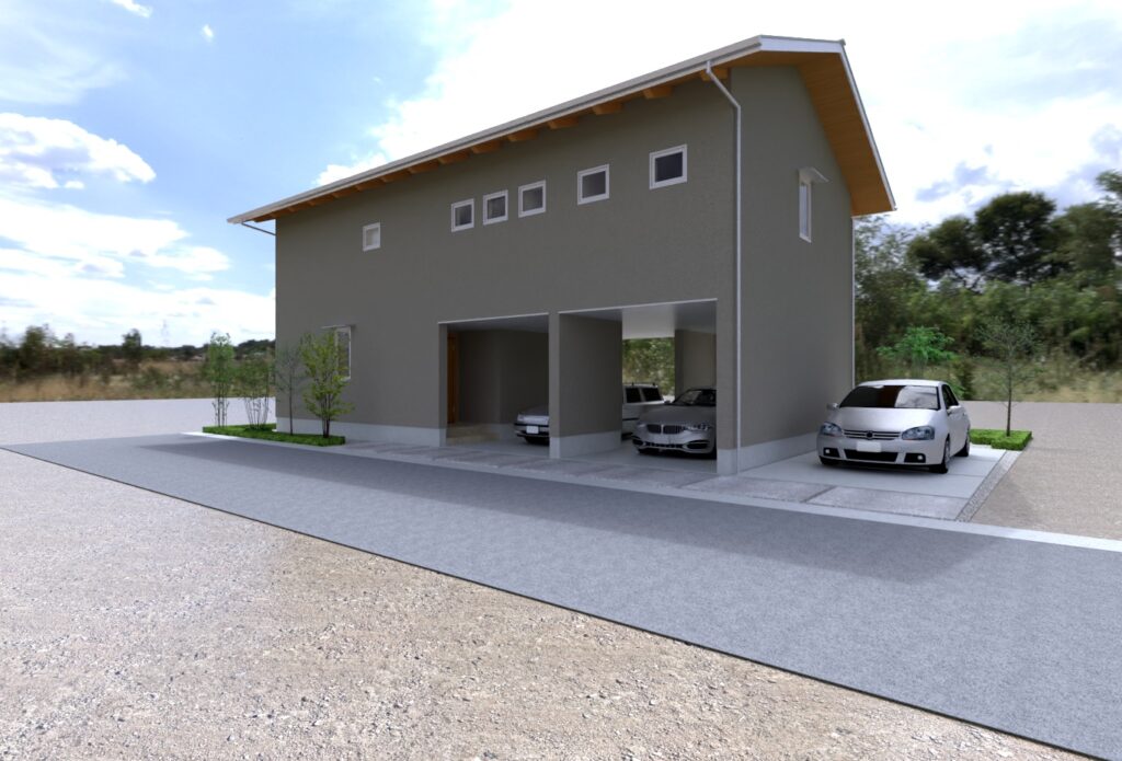 陽の栖小林建設が群馬県伊勢崎市に建てた新築注文住宅の外観パース②