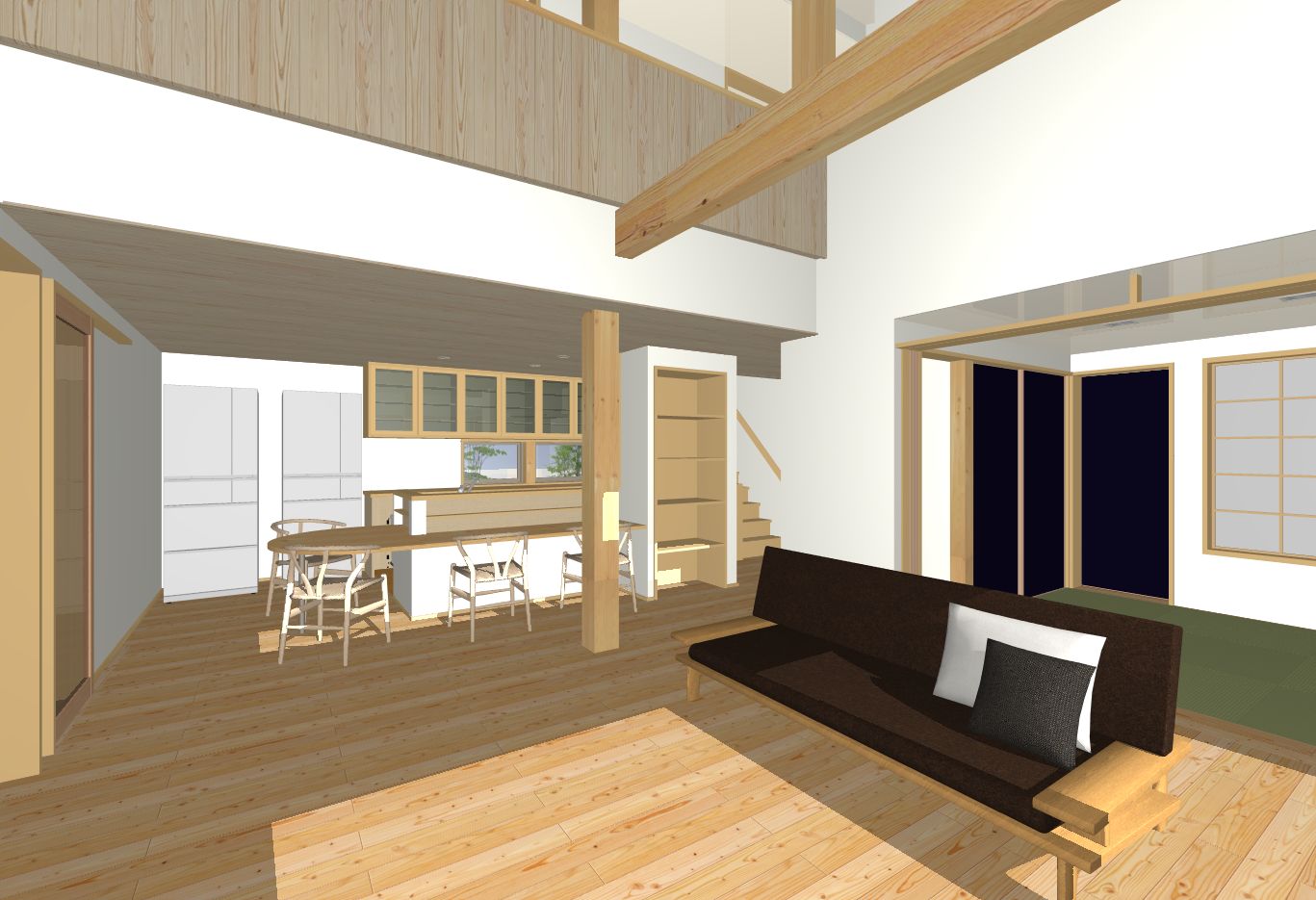 陽の栖小林建設が群馬県前橋市に建てる新築注文住宅の内観パース