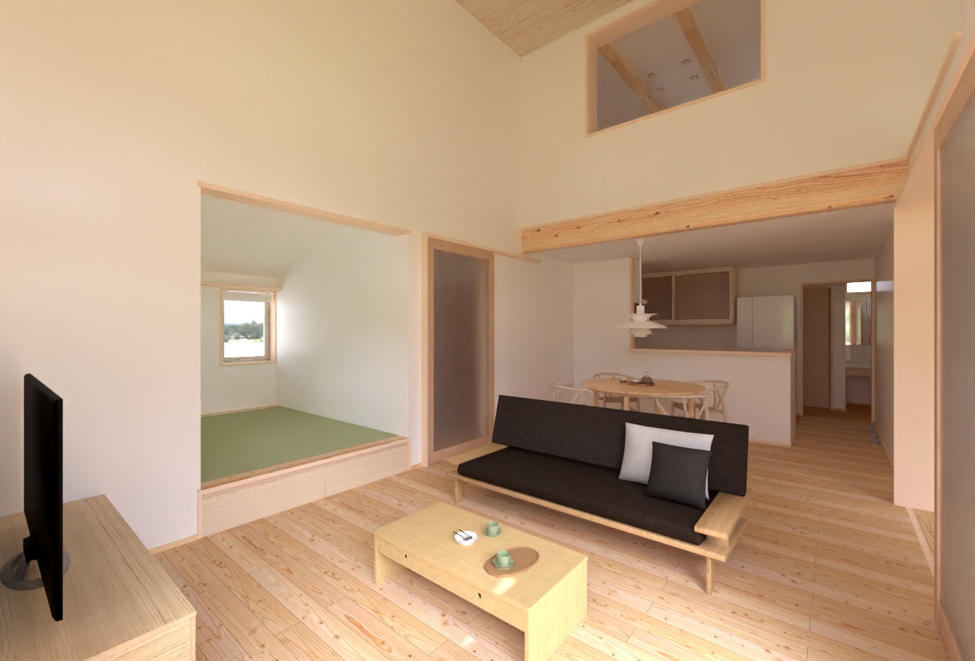 陽の栖小林建設が群馬県高崎市に建てる新築注文住宅の内観パース