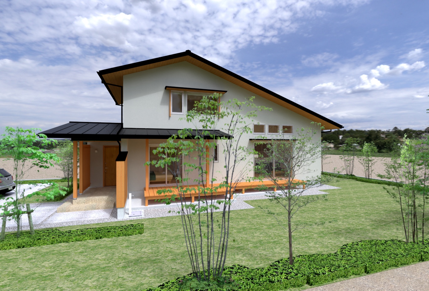 陽の栖小林建設が埼玉県大里郡寄居町に建てる新築注文住宅の外観パース